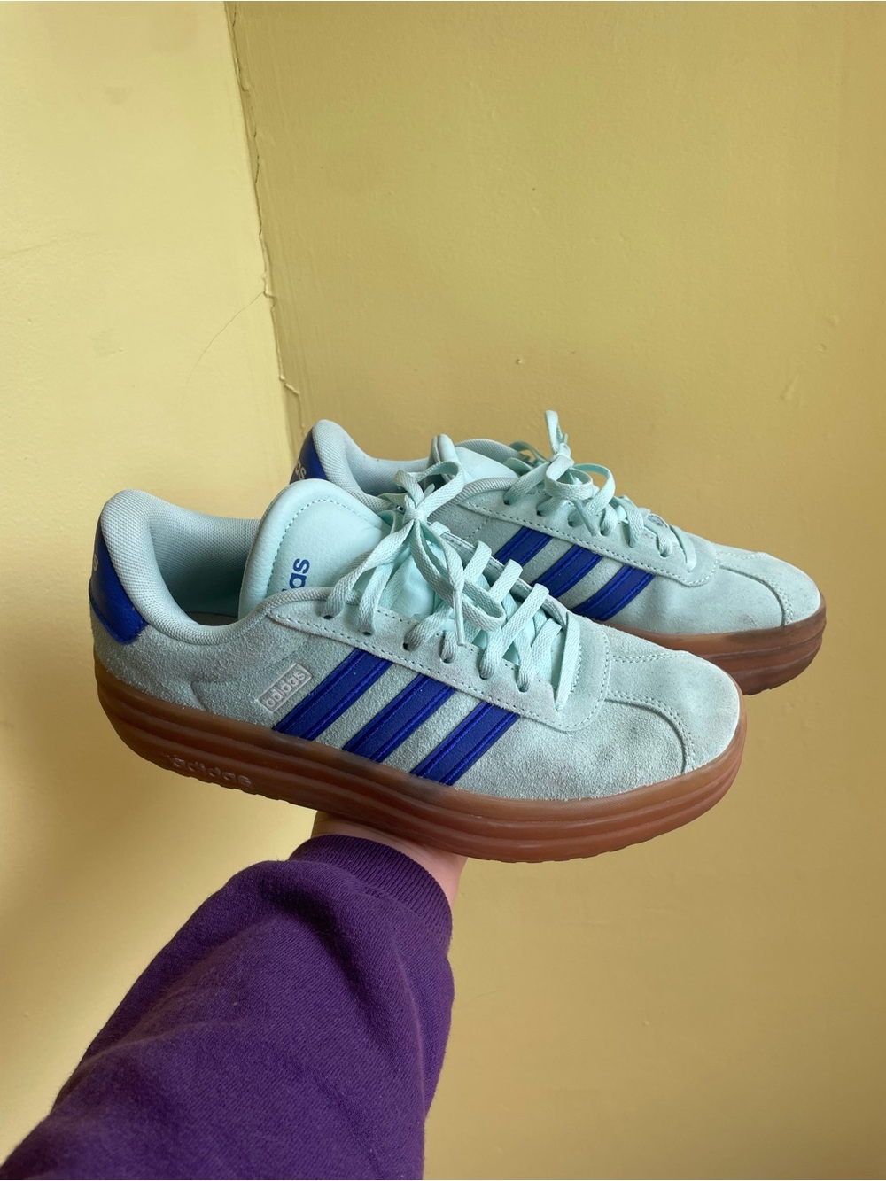 adidas VL court platform sneakers in flash aqua/team royal blue
